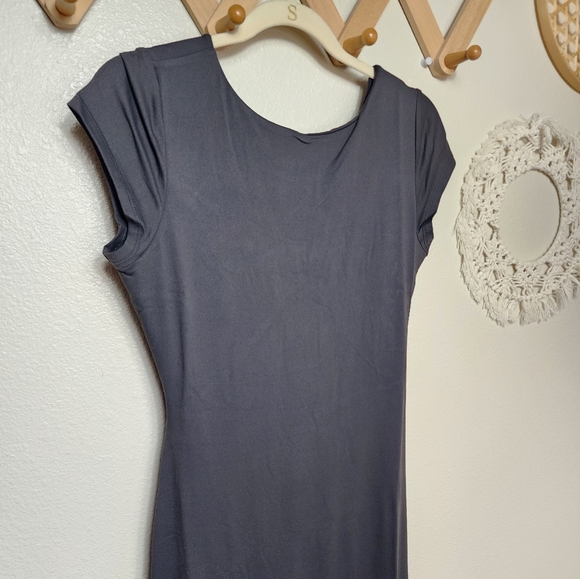 Susana Monaco Twist Back Dress In Smoke NWT Size L - Picture 3 of 8